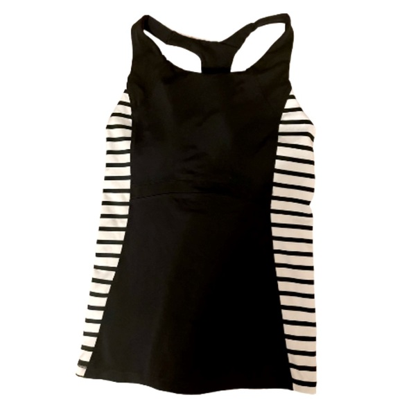 Athleta black and white stripe Racerback tank size Small EUC - Picture 1 of 5